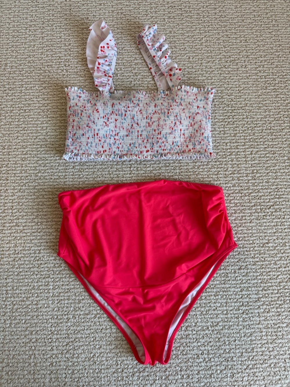 Maternity Smocked Over Belly Bikini set